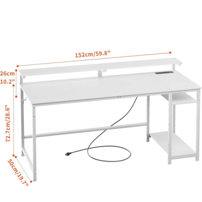 Bàn làm việc tại nhà chân sắt chữ nhật, kết hợp kệ để CPU đa năng - BTNDK19