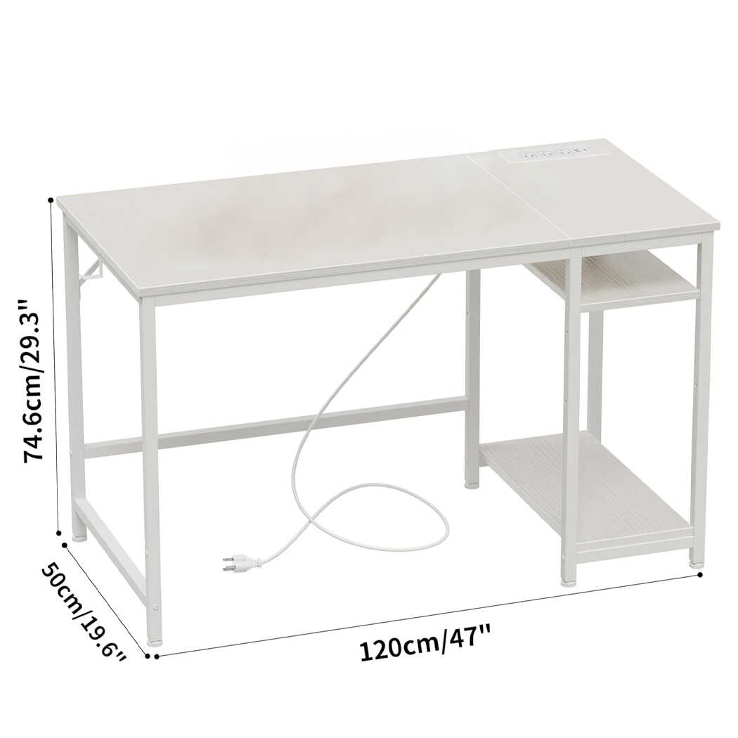 Bàn làm việc tích hợp ổ cắm, kệ lưu trữ 2 tầng, móc treo tai nghe BTNDK21