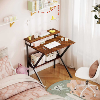 Bàn làm việc tại nhà chữ K chân sắt, mặt bàn gỗ công nghiệp cao cấp - BTNDK22