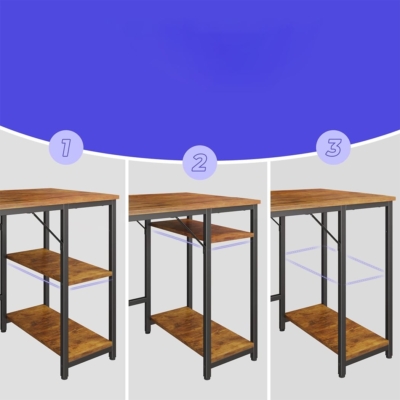 Bàn làm việc tại nhà tích hợp kệ lưu trữ chân thép sơn tĩnh điện BTNDK29