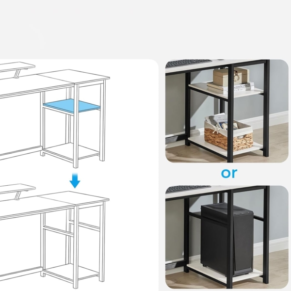 Bàn làm việc tại nhà tích hợp kệ lưu trữ chân thép sơn tĩnh điện BTNDK29