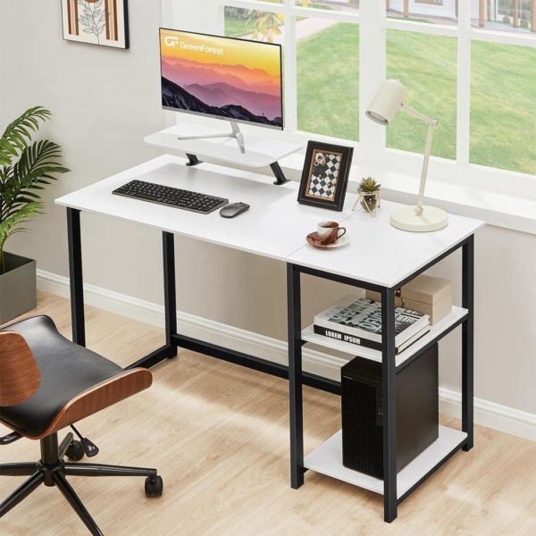 Bàn làm việc tại nhà tích hợp kệ lưu trữ chân thép sơn tĩnh điện BTNDK29