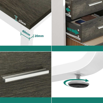 Bàn làm việc tại nhà chữ L tích hợp tủ lưu trữ 3 ngăn BTNDK35