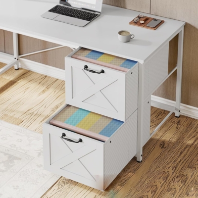 Bàn làm việc tại nhà chữ L rộng rãi, kèm tủ đựng đồ đa năng BTNDK36