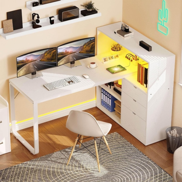 Bàn làm việc tại nhà bằng gỗ chân sắt tích hợp tủ lưu trữ BTNDK37
