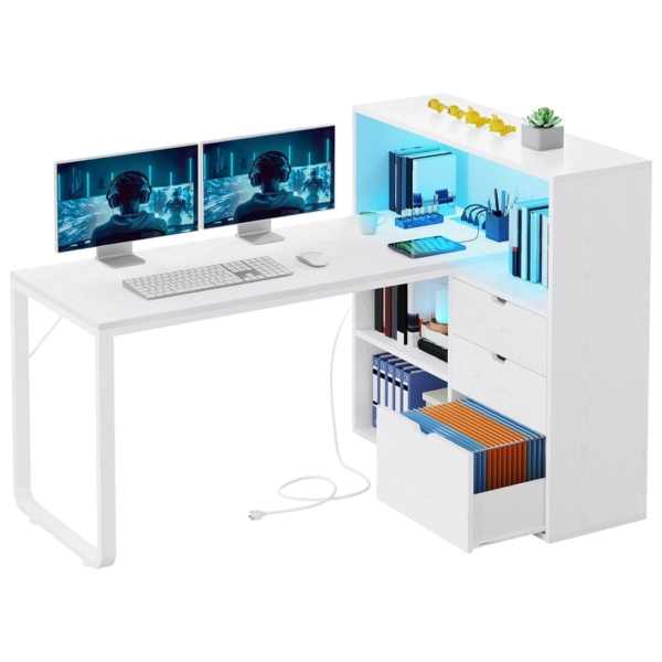 Bàn làm việc tại nhà bằng gỗ chân sắt tích hợp tủ lưu trữ BTNDK37