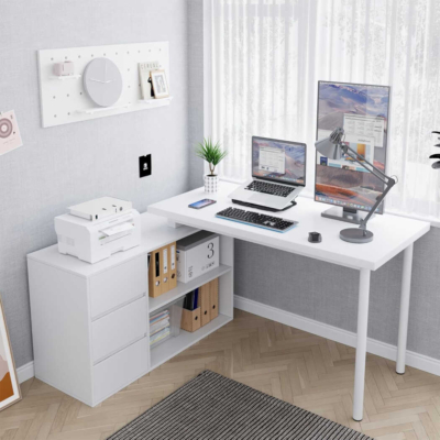 Bàn làm việc tại nhà chữ L kết hợp tủ lưu trữ 3 ngăn kéo đa năng BTNDK38