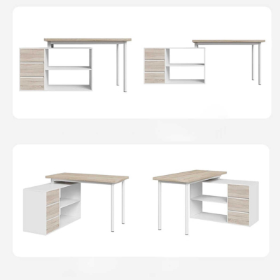 Bàn làm việc tại nhà chữ L kết hợp tủ lưu trữ 3 ngăn kéo đa năng BTNDK38