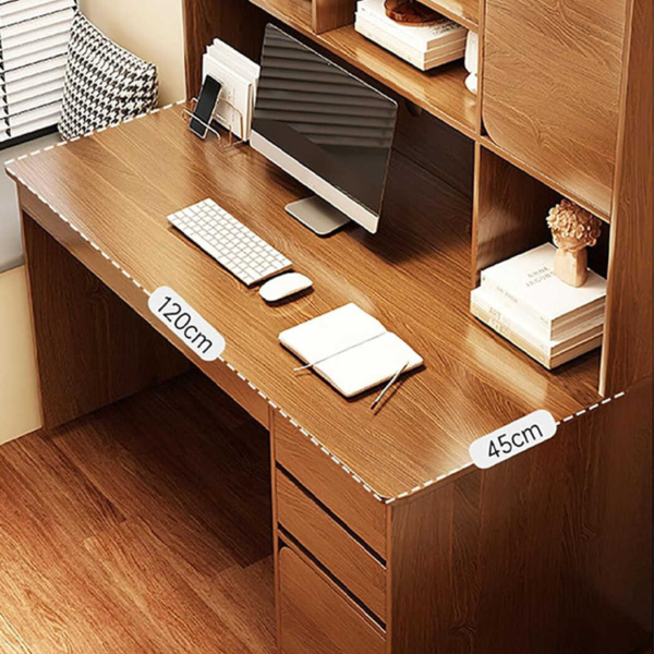 Bàn làm việc tại nhà bằng gỗ có hộc tủ, giá sách tiện lợi BTNDK41