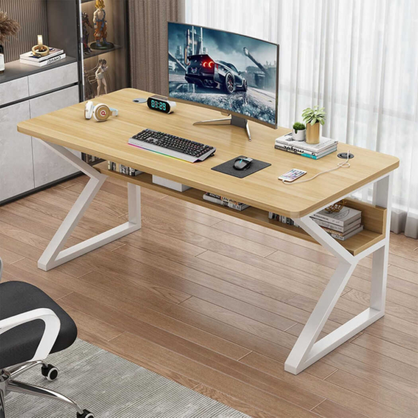 Bàn làm việc tại nhà giá rẻ, chân sắt sơn tĩnh điện dáng chữ K BTNDK42