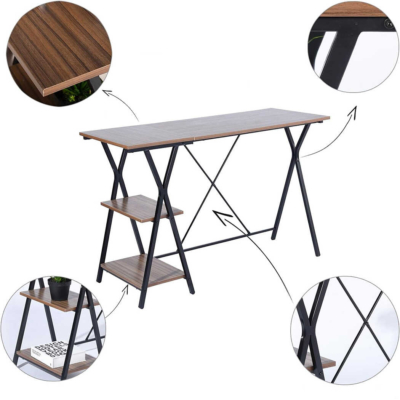Bàn làm việc tại nhà nhỏ gọn, chân chữ X tích hợp kệ decor - BTNDK45