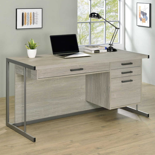 Bàn làm việc tại nhà bằng gỗ khung thép sơn tĩnh điện độc đáo BTNDK46