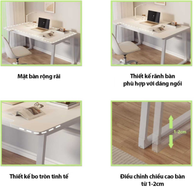Bàn làm việc tại nhà hiện đại, chân sắt hộp sơn tĩnh điện BTNDK49