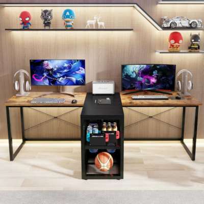 Bàn làm việc tại nhà 2 chỗ ngồi, tích hợp tủ lưu trữ, kệ CPU tiện lợi BTNDK52