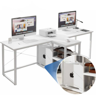 Bàn làm việc tại nhà 2 chỗ ngồi, tích hợp tủ lưu trữ, kệ CPU tiện lợi BTNDK52