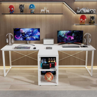 Bàn làm việc tại nhà 2 chỗ ngồi, tích hợp tủ lưu trữ, kệ CPU tiện lợi BTNDK52