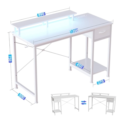 Bàn làm việc tại nhà mặt gỗ, chân sắt sơn tĩnh điện kèm ngăn kéo BTNDK53