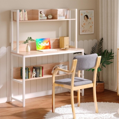 Bàn làm việc tại nhà có giá sách tiện lợi, mặt gỗ công nghiệp BTNDK54