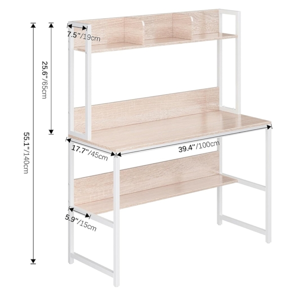 Bàn làm việc tại nhà có giá sách tiện lợi, mặt gỗ công nghiệp BTNDK54