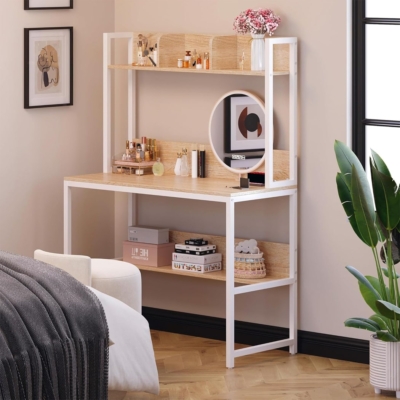 Bàn làm việc tại nhà có giá sách tiện lợi, mặt gỗ công nghiệp BTNDK54