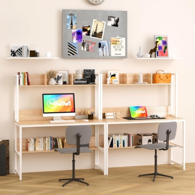 Bàn làm việc tại nhà có giá sách tiện lợi, mặt gỗ công nghiệp BTNDK54