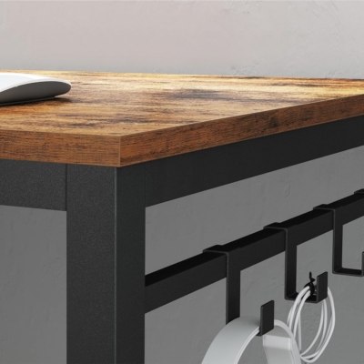 Bàn làm việc tại nhà đơn giản, chân thép mặt gỗ kèm móc treo BTNDK55