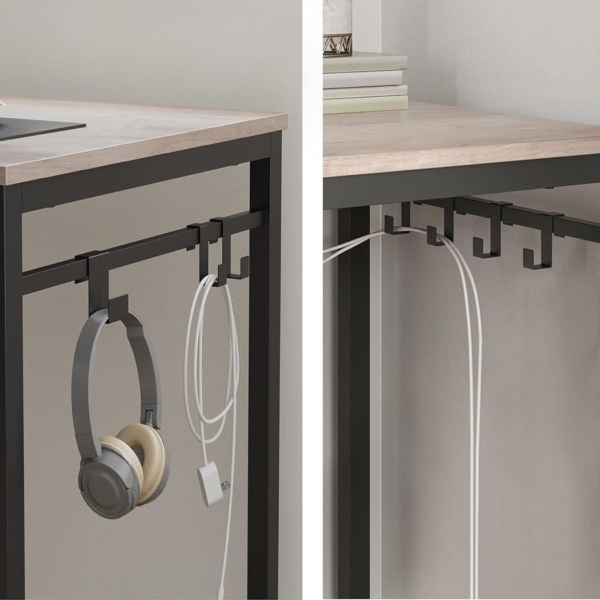 Bàn làm việc tại nhà đơn giản, chân thép mặt gỗ kèm móc treo BTNDK55