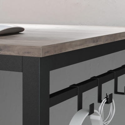 Bàn làm việc tại nhà đơn giản, chân thép mặt gỗ kèm móc treo BTNDK55