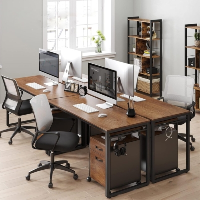 Bàn làm việc tại nhà đơn giản, chân thép mặt gỗ kèm móc treo BTNDK55