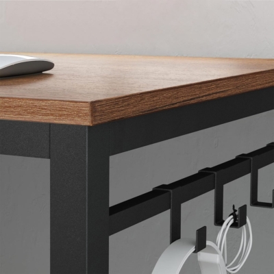 Bàn làm việc tại nhà đơn giản, chân thép mặt gỗ kèm móc treo BTNDK55