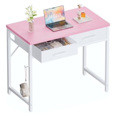 Bàn làm việc tại nhà giá rẻ, có 2 ngăn kéo lưu trữ kèm móc treo BTNDK56