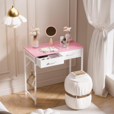 Bàn làm việc tại nhà giá rẻ, có 2 ngăn kéo lưu trữ kèm móc treo BTNDK56