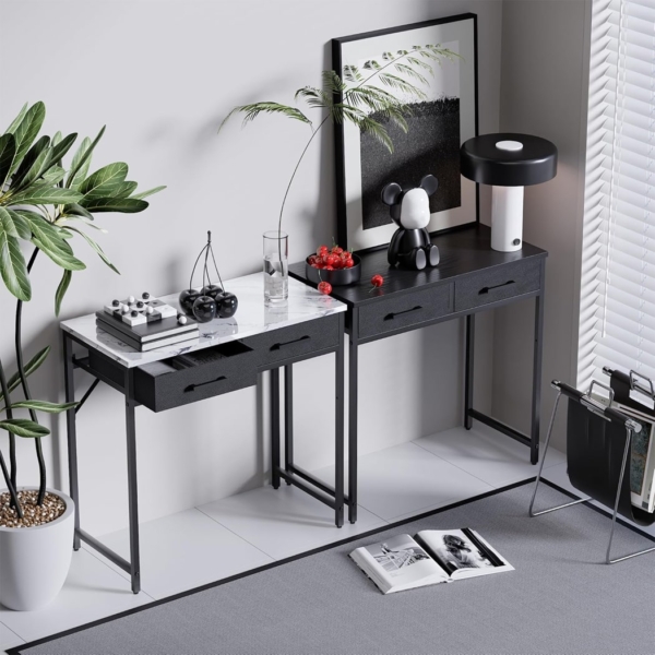 Bàn làm việc tại nhà giá rẻ, có 2 ngăn kéo lưu trữ kèm móc treo BTNDK56