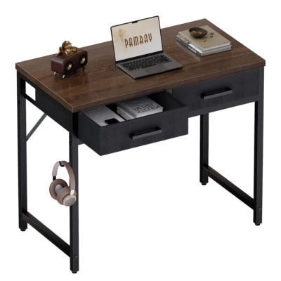 Bàn làm việc tại nhà giá rẻ, có 2 ngăn kéo lưu trữ kèm móc treo BTNDK56