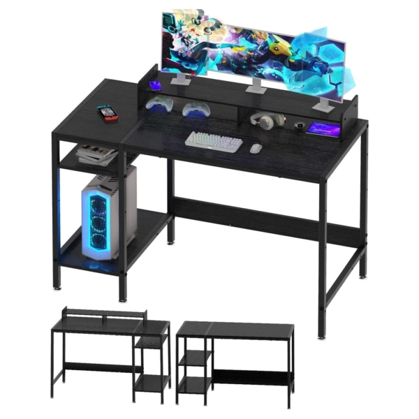 Bàn làm việc tại nhà hiện đại, mặt gỗ công nghiệp kèm kệ mở BTNDK57