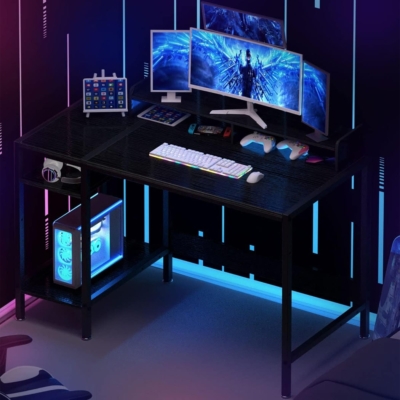 Bàn làm việc tại nhà hiện đại, mặt gỗ công nghiệp kèm kệ mở BTNDK57