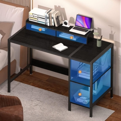 Bàn làm việc tại nhà hiện đại, mặt gỗ công nghiệp kèm kệ mở BTNDK57