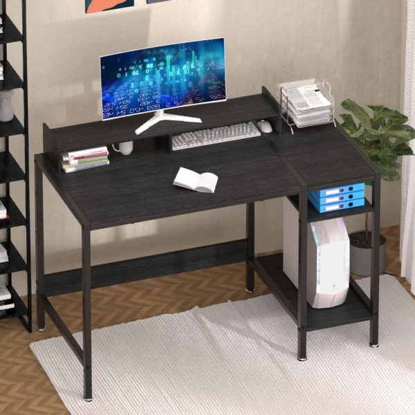 Bàn làm việc tại nhà hiện đại, mặt gỗ công nghiệp kèm kệ mở BTNDK57