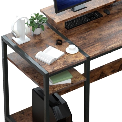 Bàn làm việc tại nhà hiện đại, mặt gỗ công nghiệp kèm kệ mở BTNDK57