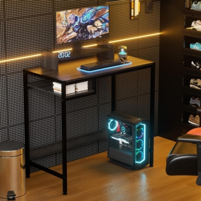 Bàn làm việc tại nhà hiện đại, mặt gỗ công nghiệp kèm kệ mở BTNDK57