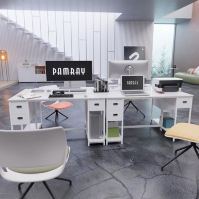 Bàn làm việc tại nhà đẹp kèm kệ nâng màn hình, móc treo đa năng BTNDK58