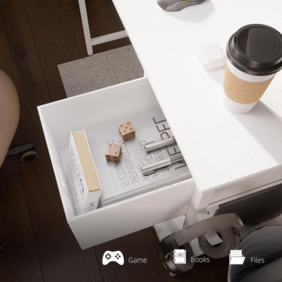 Bàn làm việc tại nhà đẹp kèm kệ nâng màn hình, móc treo đa năng BTNDK58