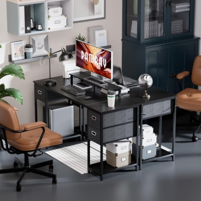 Bàn làm việc tại nhà đẹp kèm kệ nâng màn hình, móc treo đa năng BTNDK58