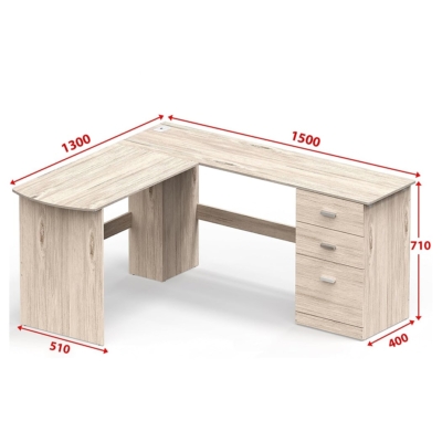 Bàn làm việc tại nhà bằng gỗ sang trọng, dáng chữ L kèm tủ phụ BTNDK59