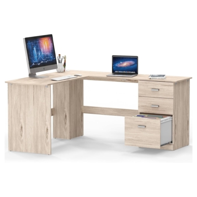 Bàn làm việc tại nhà bằng gỗ sang trọng, dáng chữ L kèm tủ phụ BTNDK59