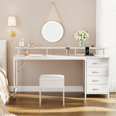 Bàn làm việc tại nhà thông minh, chân sắt kèm tủ lưu trữ 4 ngăn BTNDK60