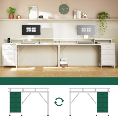 Bàn làm việc tại nhà thông minh, chân sắt kèm tủ lưu trữ 4 ngăn BTNDK60