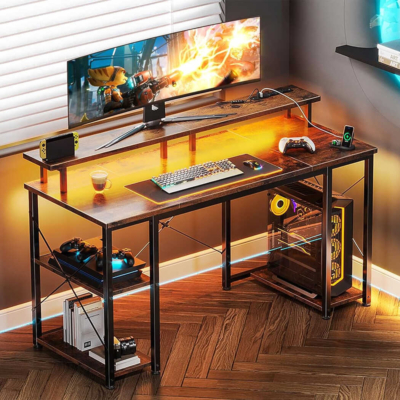 Bàn làm việc tại nhà chân sắt tích hợp kệ nâng màn hình, kệ để CPU BTNDK62