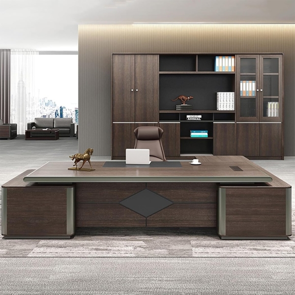 Bàn giám đốc gỗ công nghiệp, yếm bàn họa tiết lạ mắt DKFBGD104