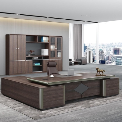 Bàn giám đốc gỗ công nghiệp, yếm bàn họa tiết lạ mắt DKFBGD104